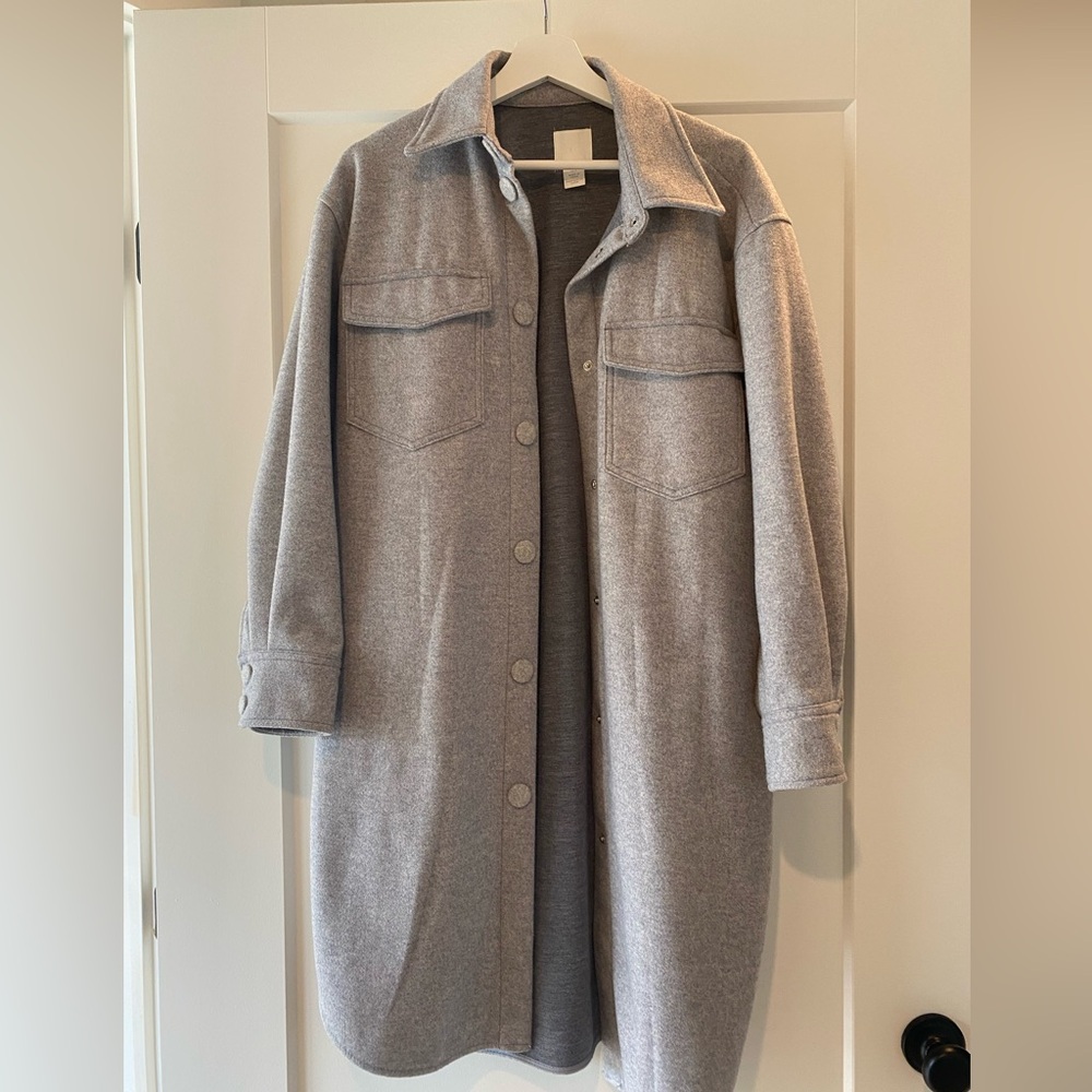 Final price * H&M Light Gray long Shacket sz. S